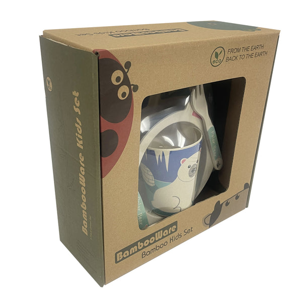 Bamboo Ware Kids Dinner Set – 5-Piece Polar Bear Design