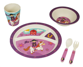 Bamboo Kids Dallas the Cowgirl 5 Piece Dinnerware Set