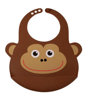 Bamboo Kids Brown Monty the Monkey Silicone Rubber Baby Bib