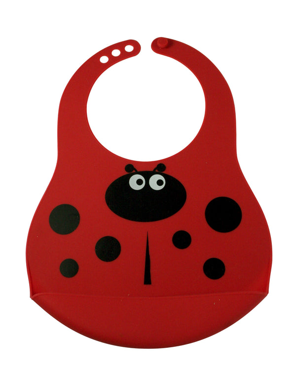 Red Lauren the Ladybug Silicone Rubber Baby Bib